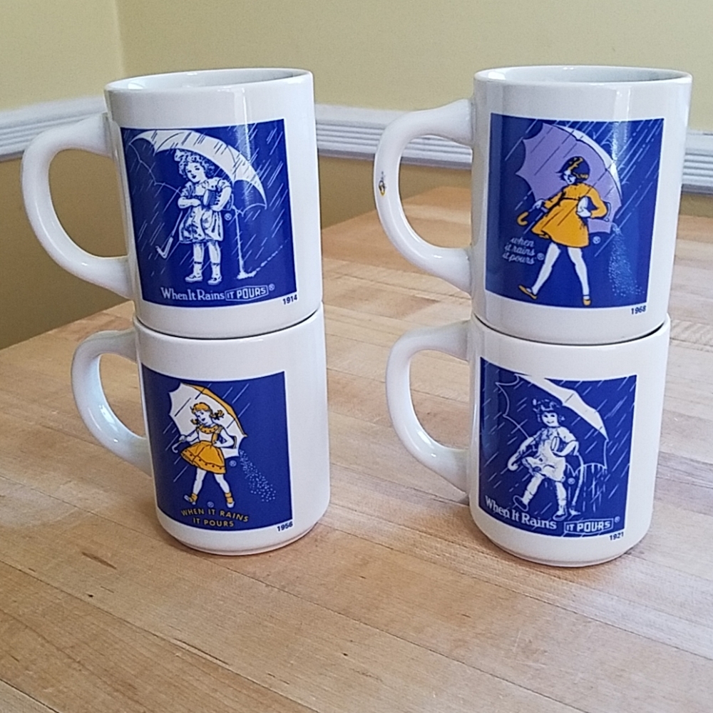 4 Vintage ‘60s Morton Salt Mugs in Original Box